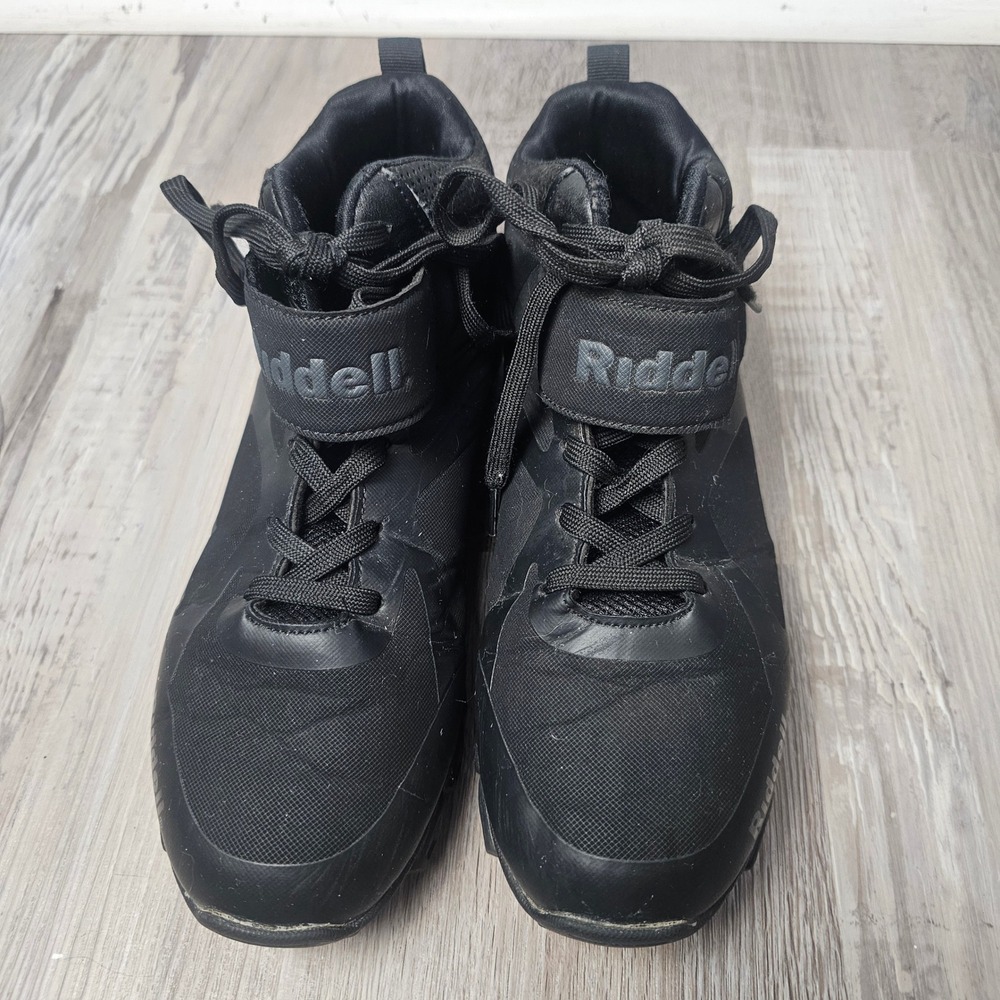 Riddell Heater Mid Strap RM Football Cleats Men 7.5D Black White Mid Top Shoes - Picture 4 of 15